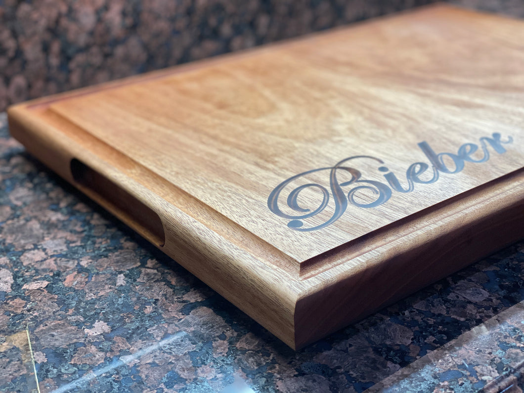 Custom made multicolor hardwood cutting board