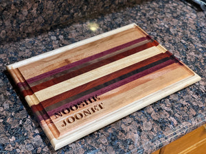 Custom made multicolor hardwood cutting board