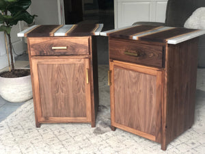 Walnut bedside tables