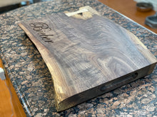 Load image into Gallery viewer, Custom handmade live edge walnut cutting board.
