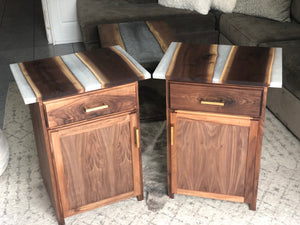 Walnut bedside tables