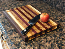 Load image into Gallery viewer, Custom made multicolor hardwood cutting board
